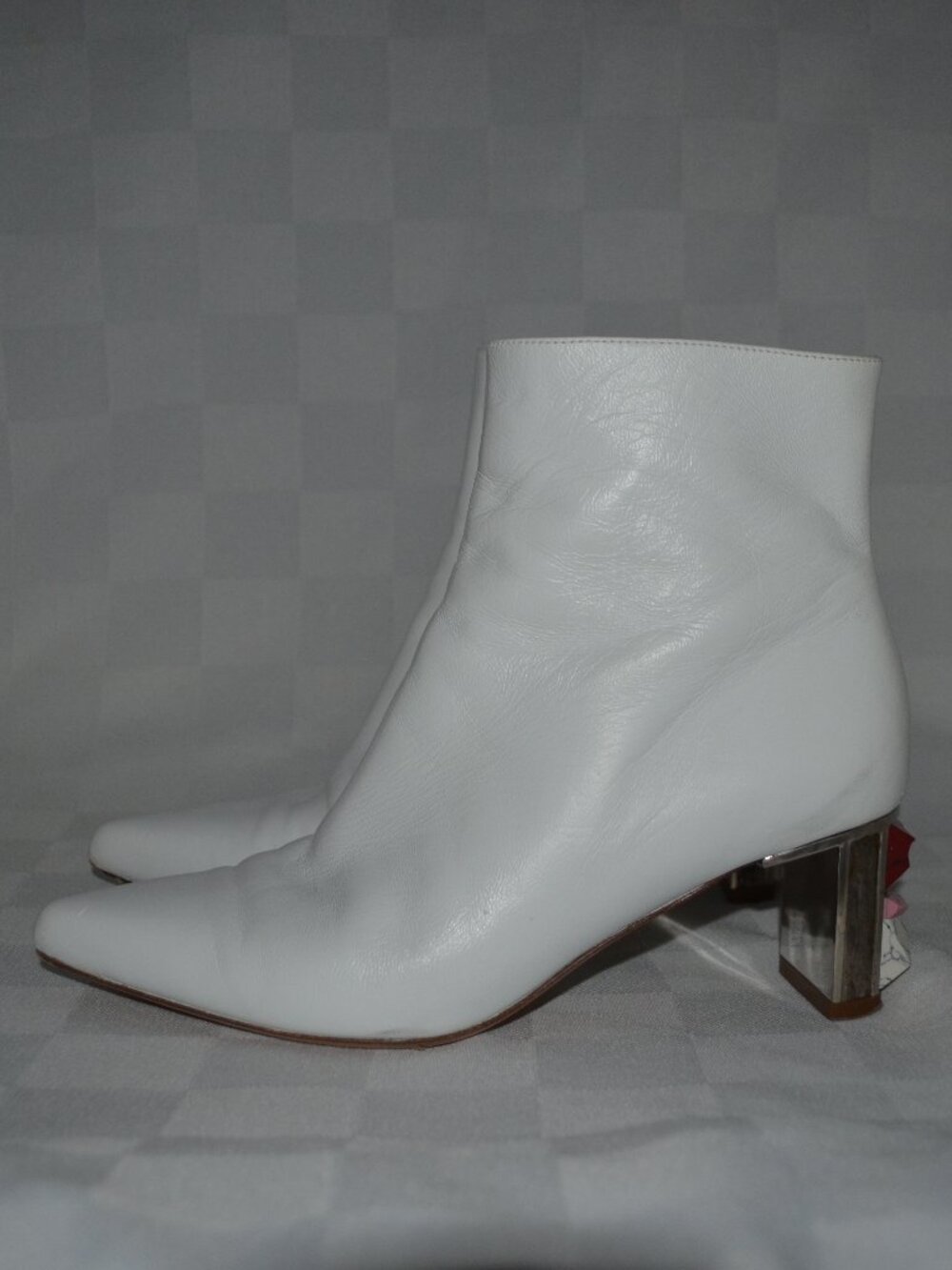 $1190 Sz 37.5 Gabriela Hearst Raya White Leather Ankle Boots Booties 2.25" Heels